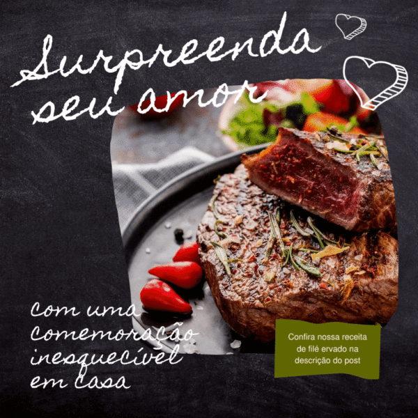 Post Animado Preto e Branco de Jantar de Dia dos Namorados para Redes Sociais